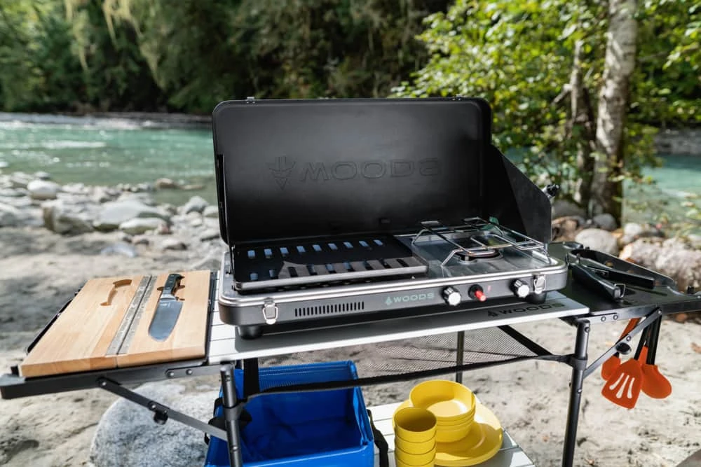 Woods Caledon Portable Folding & Extendable Camping Kitchen Stand W/ Shelves & Carry Bag 7 Woods Caledon Portable Folding & Extendable Camping Kitchen Stand W/ Shelves & Carry Bag - Image 5