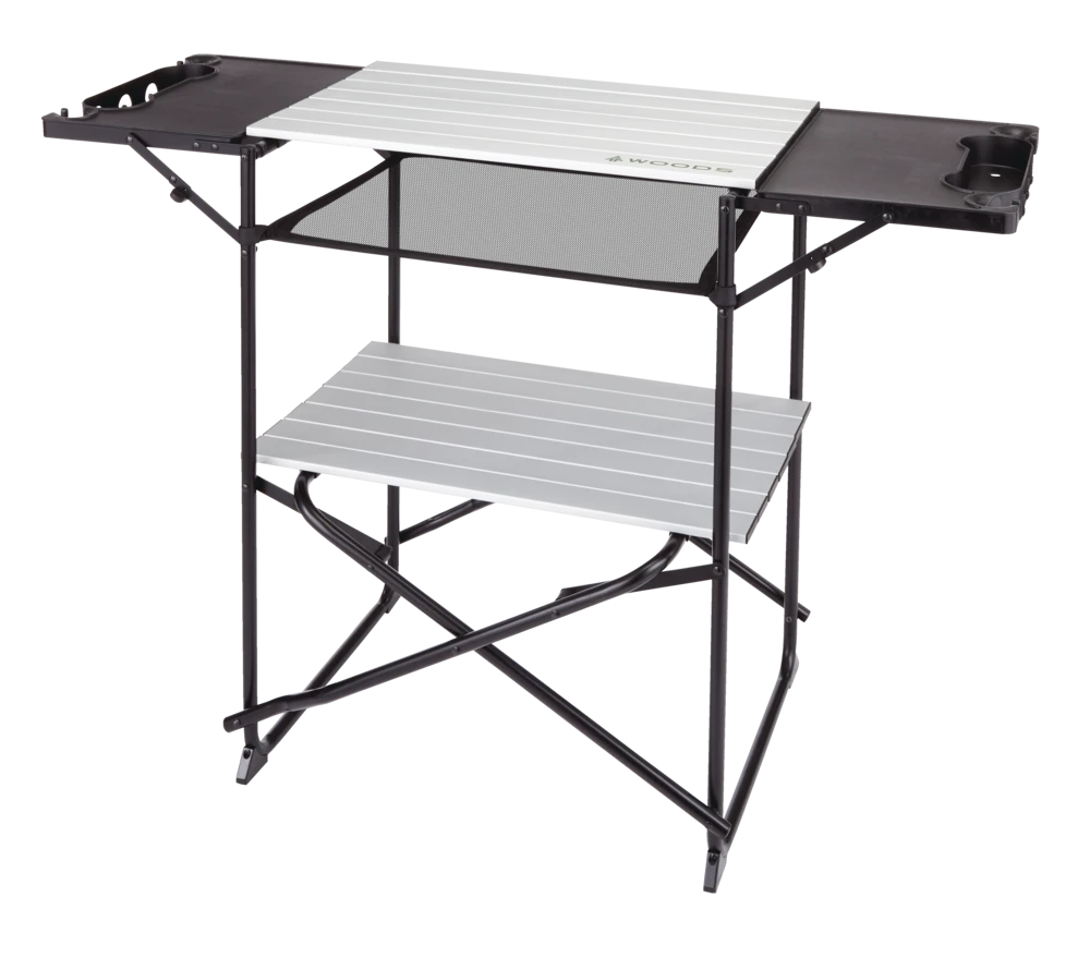 Woods Caledon Portable Folding & Extendable Camping Kitchen Stand W/ Shelves & Carry Bag 4 Woods Caledon Portable Folding & Extendable Camping Kitchen Stand W/ Shelves & Carry Bag - Image 2