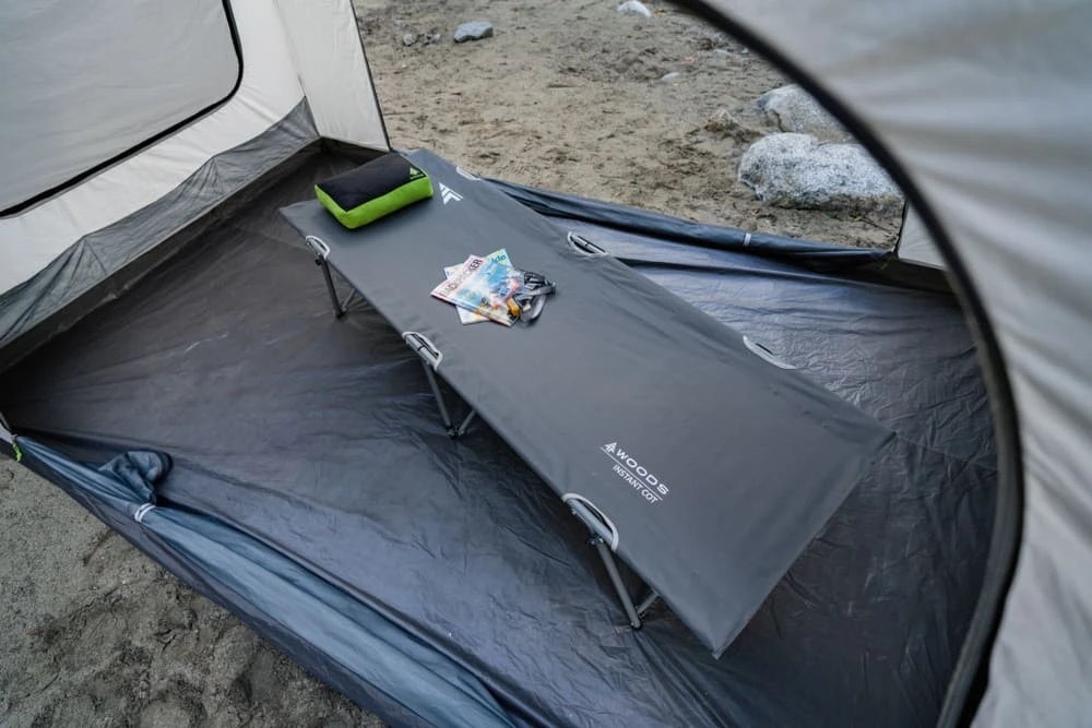 Woods Instant Standard Portable Folding Camping Cot Bed W/ Carry Case, Supports 300 Lbs, Grey 7 Woods Instant Standard Portable Folding Camping Cot Bed W/ Carry Case, Supports 300 Lbs, Grey - Image 5