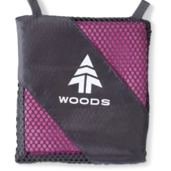 Woods Compact Lightweight Microfibre Camping Hand Towel 15.75"x31.5", Absorbent & Fast-Drying, Assorted