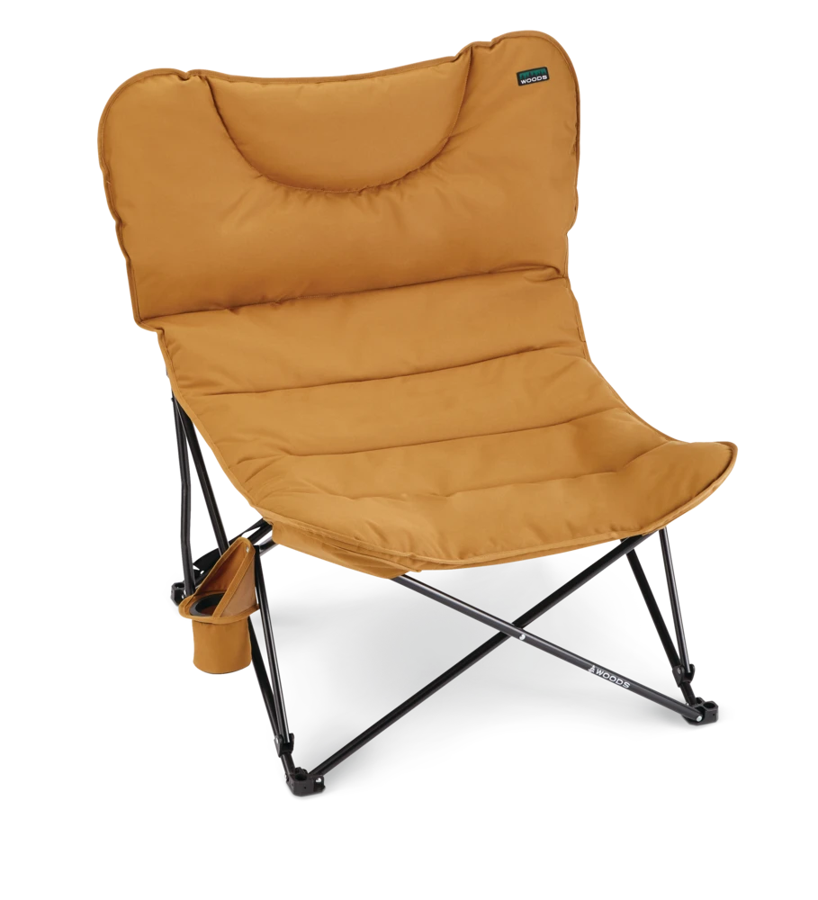 Woods Mammoth Padded Oversized Portable Folding Camping Quad Chair W/ Cup Holder & Carry Bag, Dijon