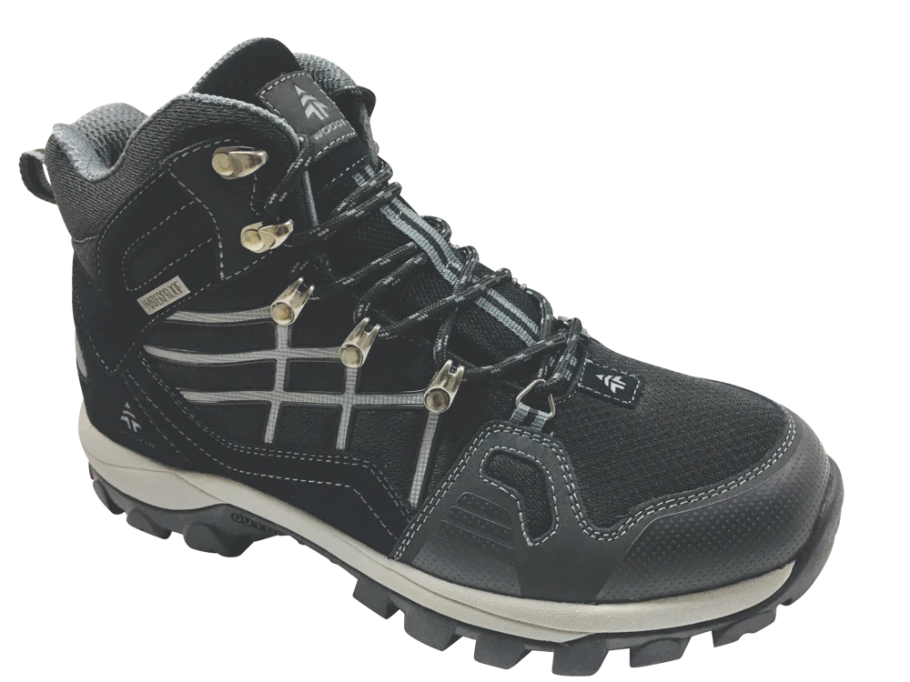 Woods™ Men's Mid-Cut Lightweight Waterproof Hiking Boots, Black/Grey 4 Woods™ Men's Mid-Cut Lightweight Waterproof Hiking Boots, Black/Grey - Image 2