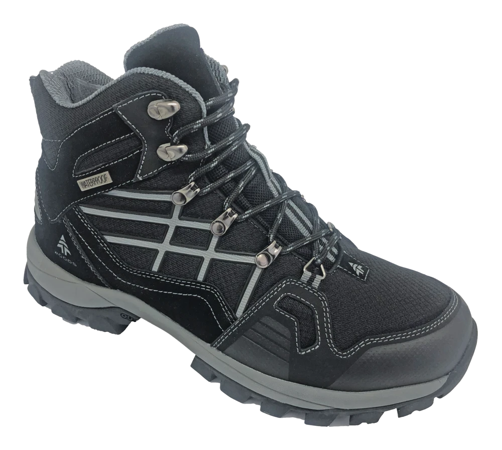 Woods™ Men's Mid-Cut Lightweight Waterproof Hiking Boots, Black/Grey 3 Woods™ Men's Mid-Cut Lightweight Waterproof Hiking Boots, Black/Grey