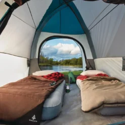 Woods Twin Single-High Inflatable Air Mattress/Airbed W/ 2-in-1 Pump For AC/Car Outlet -OutfitPro Shop woods road trip suv tent 5 person e08111e9 8b1c 403f 8f30 48580c745306