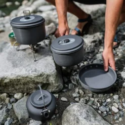 Woods™ Selkrik Aluminum Anodized Camping Cooking Set, Grey, 4-pc -OutfitPro Shop woods selkirk family pot set 6 piece 648d2465 fa56 4db3 88f8 594859d3a9e2