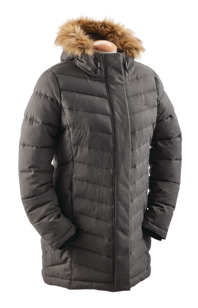 Woods Women's Sylvia Insulated Winter Parka Puffer Jacket Faux Fur Trim Hood, Dark Grey 3 Woods Women's Sylvia Insulated Winter Parka Puffer Jacket Faux Fur Trim Hood, Dark Grey